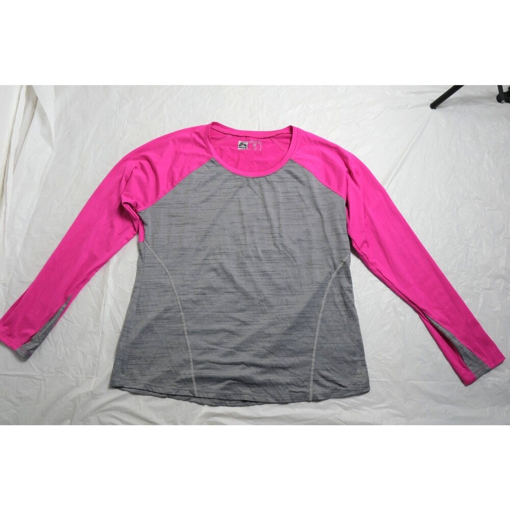 RBX Women's XL Performance Activewear Top Long Sleeve Pink Gray Raglan Wicking - Picture 2 of 7